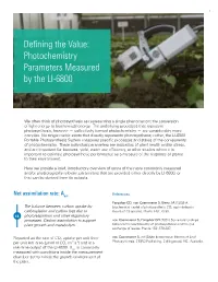 Defining the Value: Photochemistry Parameters Measured by the LI-6800