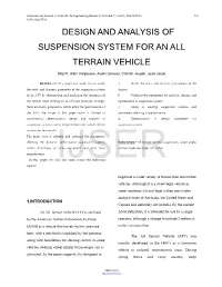 Design and Analysis of Suspension System for an All Terrain Vehicle