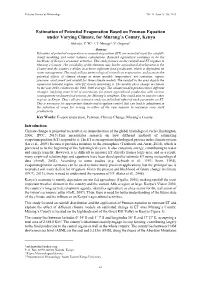 Estimation of Potential Evaporation Based on Penman Equation Under Varying Climate, for Murang’A County, Kenya Shilenje, Z