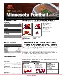 Gophers Set to Make First Home Appearance Vs. Nmsu