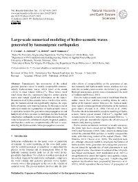 Large-Scale Numerical Modeling of Hydro-Acoustic Waves Generated by Tsunamigenic Earthquakes