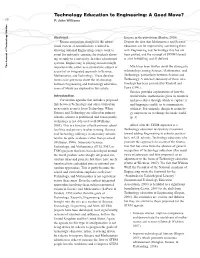 Technology Education to Engineering: a Good Move? 10 P
