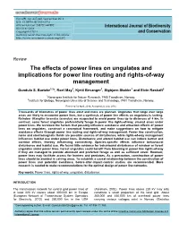 The Effects of Power Lines on Ungulates and Implications for Power Line Routing and Rights-Of-Way Management