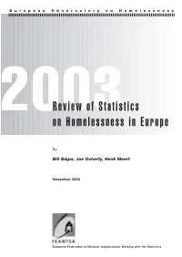 2003Review of Statistics on Homelessness in Europe
