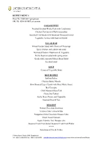 BUFFET MENU 1 Price Tk. 3285.00++ Per Person OR, Tk