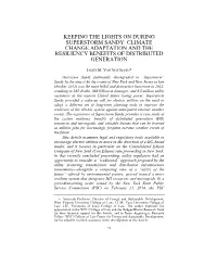 Keeping the Lights on During Superstorm Sandy: Climate Change Adaptation and the Resiliency Benefits of Distributed Generation