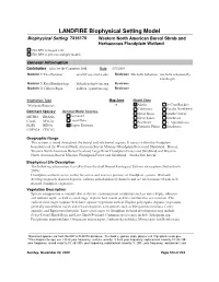 LANDFIRE Biophysical Setting Model