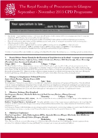 November 2013 CPD Programme