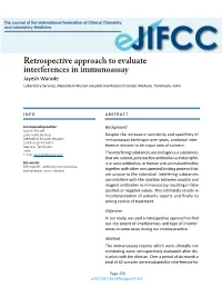 Retrospective Approach to Evaluate Interferences in Immunoassay