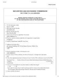 Securities and Exchange Commission Sec Form 17-A, As Amended