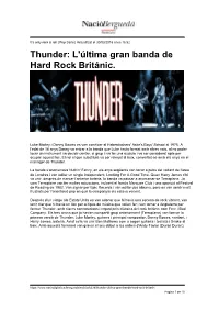 Thunder: L'última Gran Banda De Hard Rock Británic
