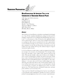 Vegetative Propagation