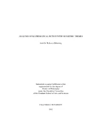 Analysis of Mathematical Fiction with Geometric Themes