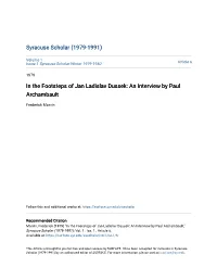 In the Footsteps of Jan Ladislav Dussek: an Interview by Paul Archambault