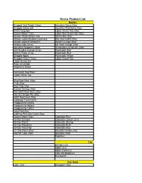 Kevco Product List