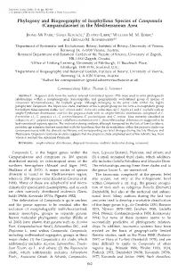 Phylogeny and Biogeography of Isophyllous Species of Campanula (Campanulaceae) in the Mediterranean Area