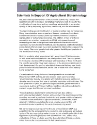 Scientists in Support of Agricultural Biotechnology