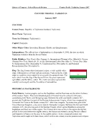 Federal Research Division Country Profile: Tajikistan, January 2007