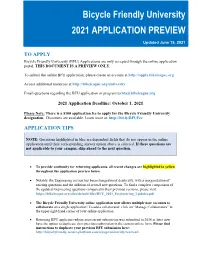 Bicycle Friendly University 2021 APPLICATION PREVIEW