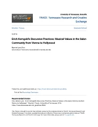 Erich Korngold's Discursive Practices: Musical Values in the Salon Community from Vienna to Hollywood