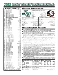 Hatters Quick Hitters Stetson Series Notes