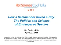 How a Salamander Saved a City: the Politics and Science of Endangered Species