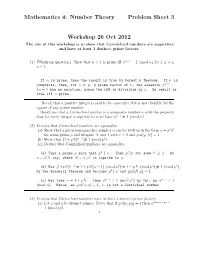 Mathematics 4: Number Theory Problem Sheet 3 Workshop 26 Oct