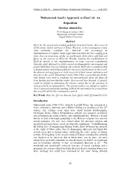 Muhammad Asad's Approach to Shari'ah: an Exposition