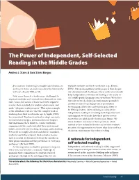 The Power of Independent, Self-Selected Reading in The