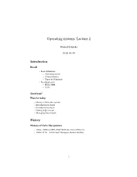 Operating Systems. Lecture 2