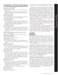Overseas Studies Program Have Subject Codes OVERSEAS STUDIES PROGRAM Beginning with OSP