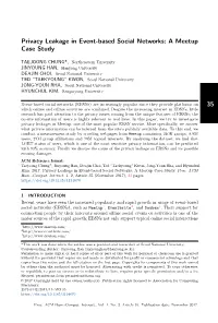 Privacy Leakage in Event-Based Social Networks: a Meetup Case Study