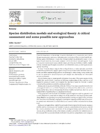 Species Distribution Models and Ecological Theory: a Critical Assessment and Some Possible New Approaches