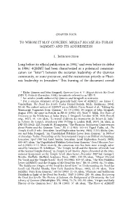 4Qmmt) and Its Addressee(S)