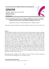 Erprise Resources Planning (ERP) Framework for Flexible Manufacturing Systems Using Business Intelligence (BI) Tools