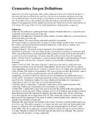 Gymnastics Jargon Definitions