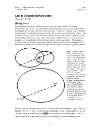 Lab 4: Eclipsing Binary Stars (Due: 2017 Apr 05)