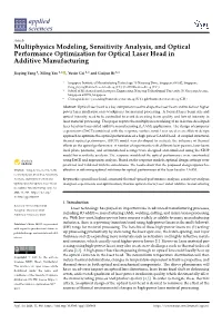 Multiphysics Modeling, Sensitivity Analysis, and Optical Performance Optimization for Optical Laser Head in Additive Manufacturing