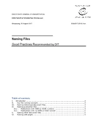 Naming Files : Good Practices Recommended By