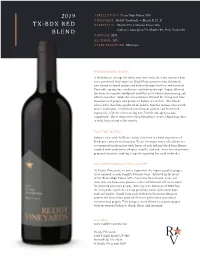 2019 Tx-Bdx Red Blend