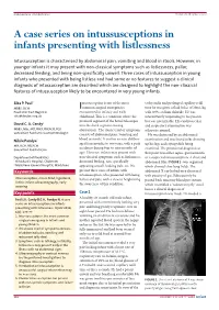A Case Series on Intussusceptions in Infants Presenting with Listlessness