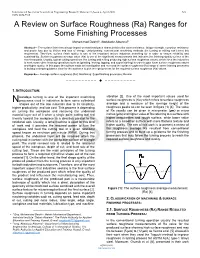 A Review on Surface Roughness (Ra) Ranges for Some Finishing Processes Mohammad Dashtia, Abdulaziz Albannaib