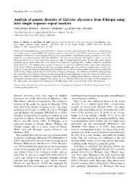 Analysis of Genetic Diversity of Guizotia Abyssinica from Ethiopia Using Inter Simple Sequence Repeat Markers