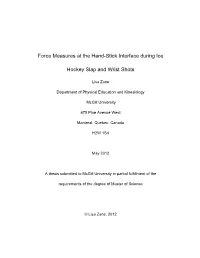 Force Measures at the Hand-Stick Interface During Ice Hockey Slap