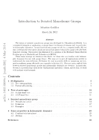 Introduction to Iterated Monodromy Groups Arxiv:1403.0899V1 [Math.DS] 4 Mar 2014