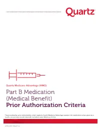 Quartz Medicare Advantage 2021 Part B Prior Authorization Criteria