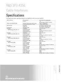 SFU-K356 Cable Interferers Version 01.00, January 2010