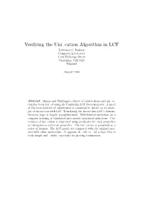 Verifying the Unification Algorithm In