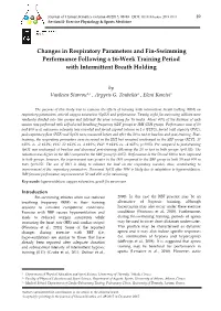 Changes in Respiratory Parameters and Fin-Swimming Performance Following a 16-Week Training Period with Intermittent Breath Holding
