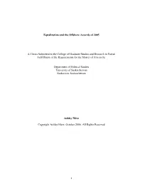 I Equalization and the Offshore Accords of 2005 a Thesis Submitted